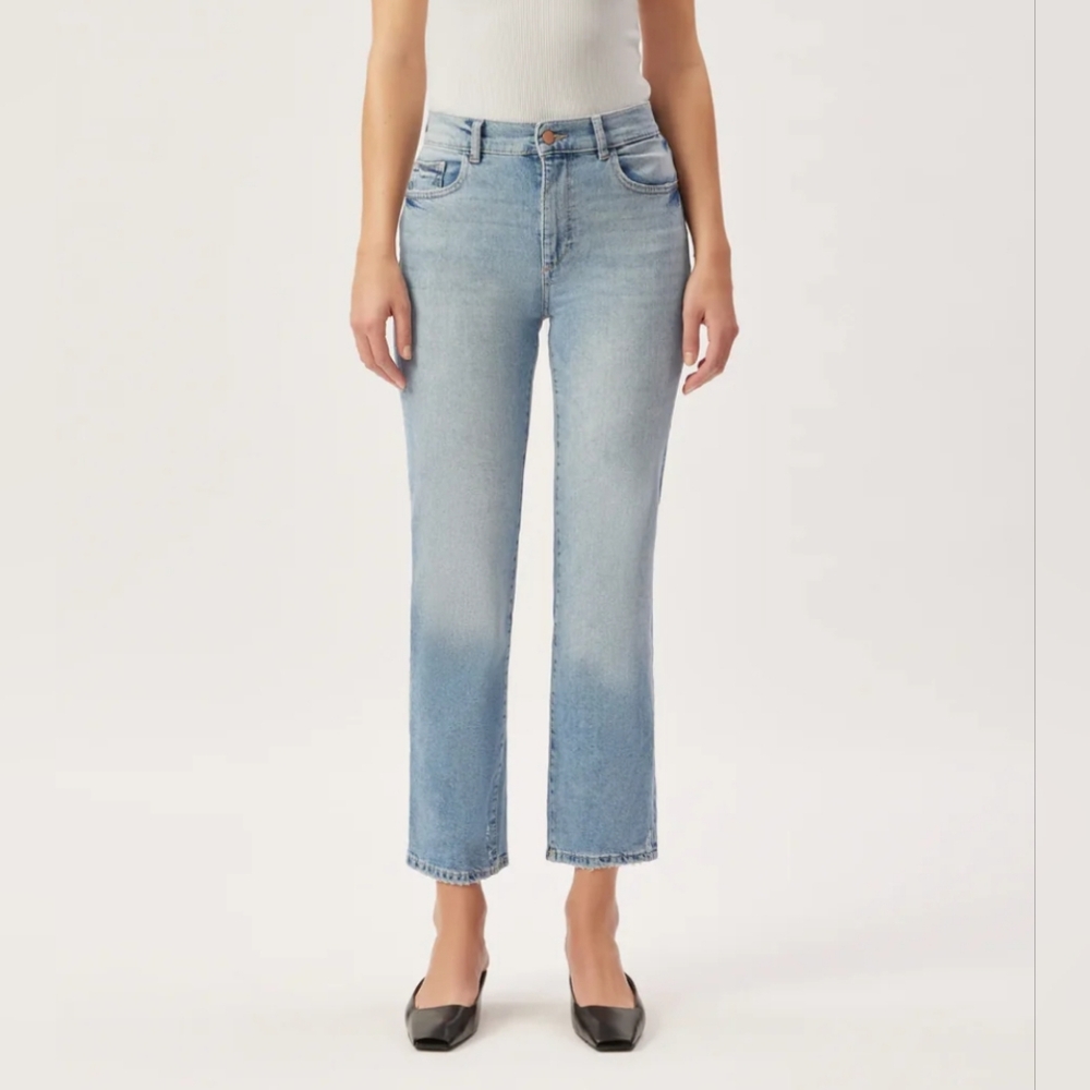 DL1961 Patti Straight Leg High Rise Vintage Ankle Jeans in Reef Size 30